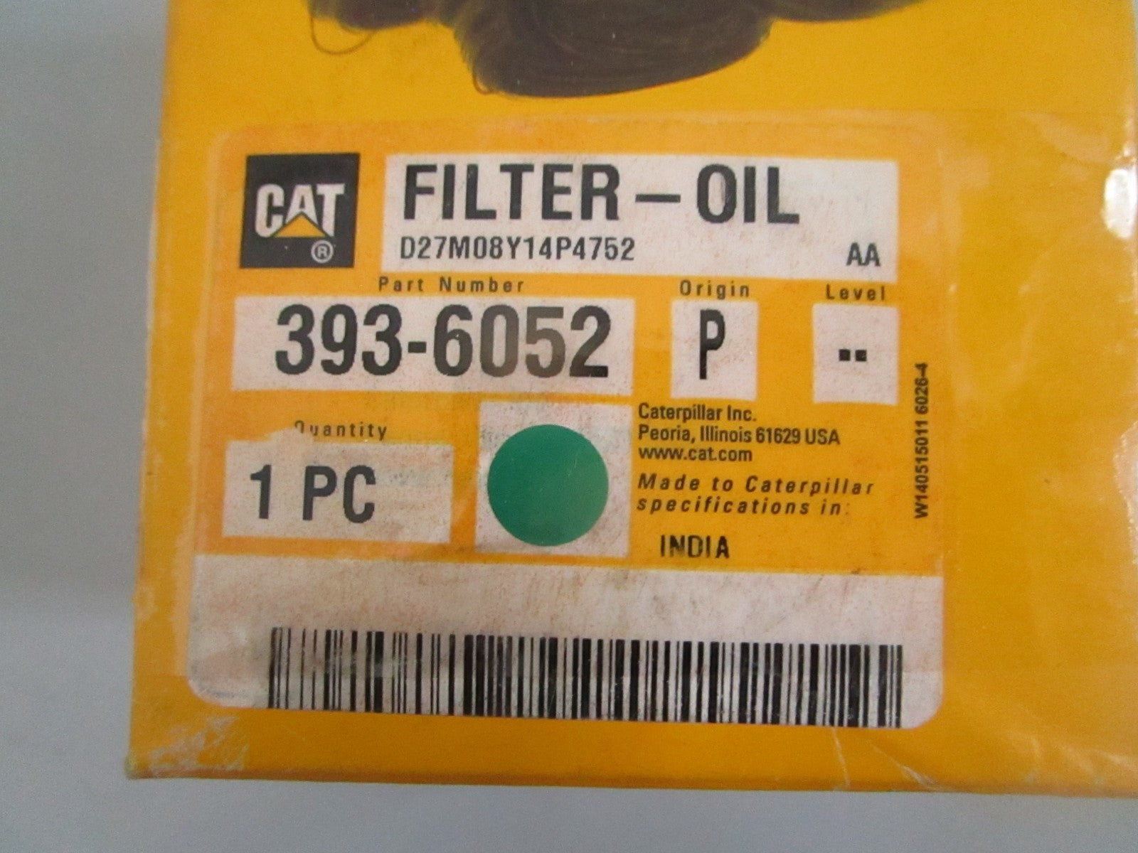 Caterpillar 393-6052 Filter Oil Engine Heavy Equipment NEW OEM 0820