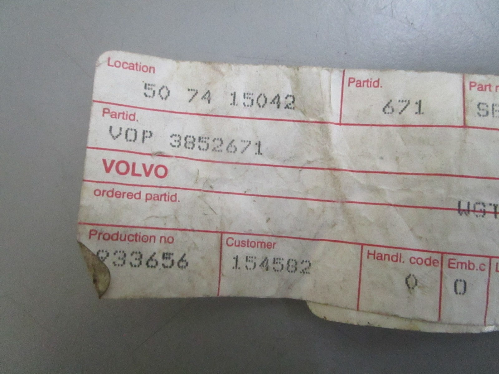 *NEW OEM* 0820 Volvo Penta Seta 3852671