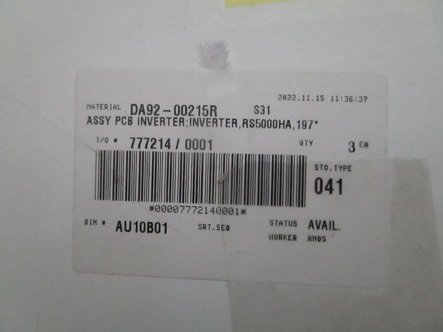 NEW OEM DA92-00215R Samsung Refrigerator Inverter Control Board 0820