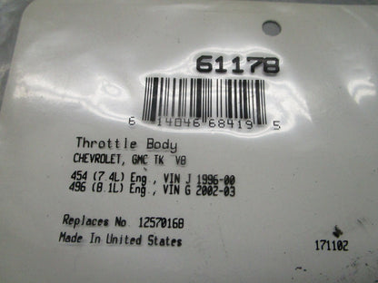 *NEW* 0810 Fel-Pro Throttle Body Gasket 61178