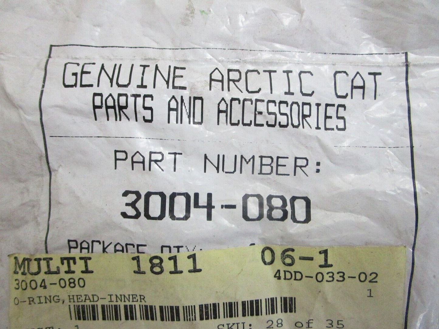 *NEW OEM* 0820 Arctic Cat Tigershark Inner Head O-Ring 3004-080