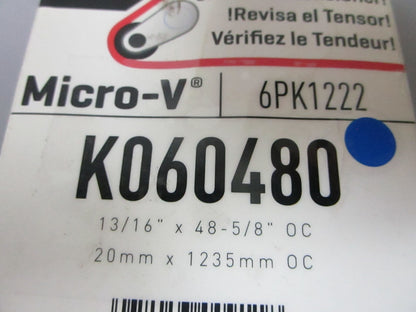 NEW K060480 Gates Micro-V 13/16" x  48 ⅝" Serpentine Belt 0720