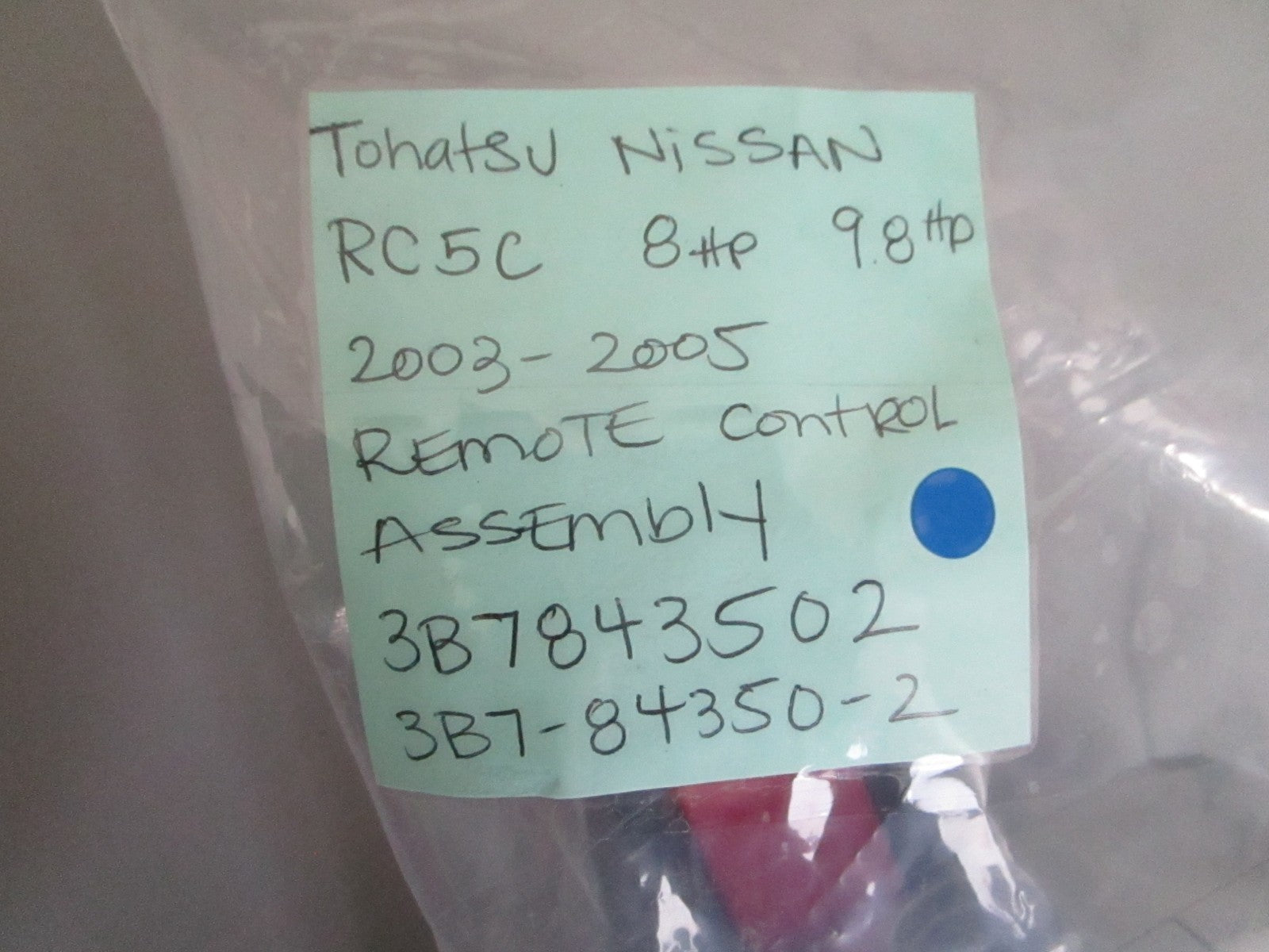 *NEW OEM* 0820 Tohatsu Nissan RC5C 8HP 9.8HP 2003-05 Remote Control Ay 3B7843502