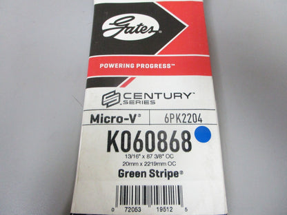 NEW K060868 Gates Micro-V Green Stripe 13/16" x 87 ⅜" Serpentine Belt 0720