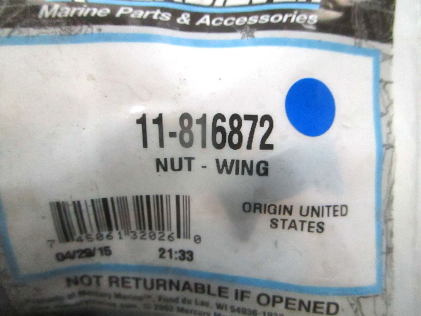 *NEW OEM* 0810 Mercury Quicksilver Wing Nut 11-816872