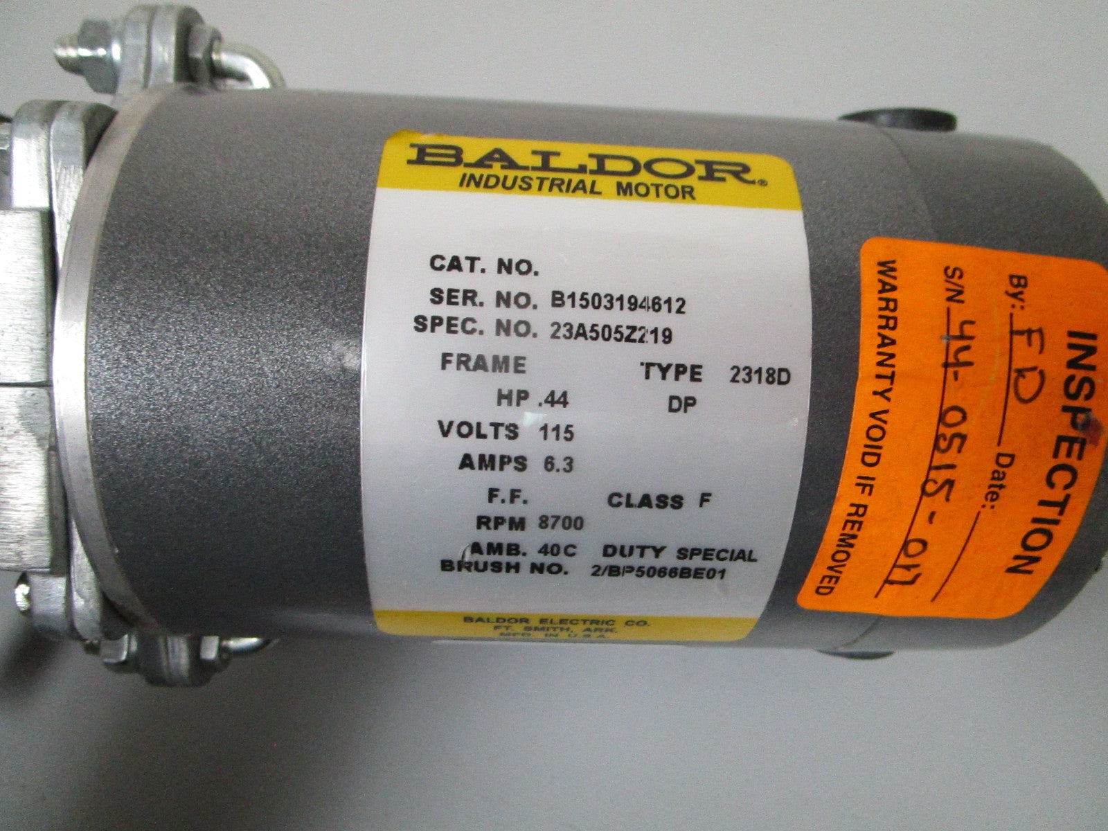 *NEW OEM* 0720 Baldor 115V 6.3AMP 8700RPM .44hp Industrial Motor 23A505Z219