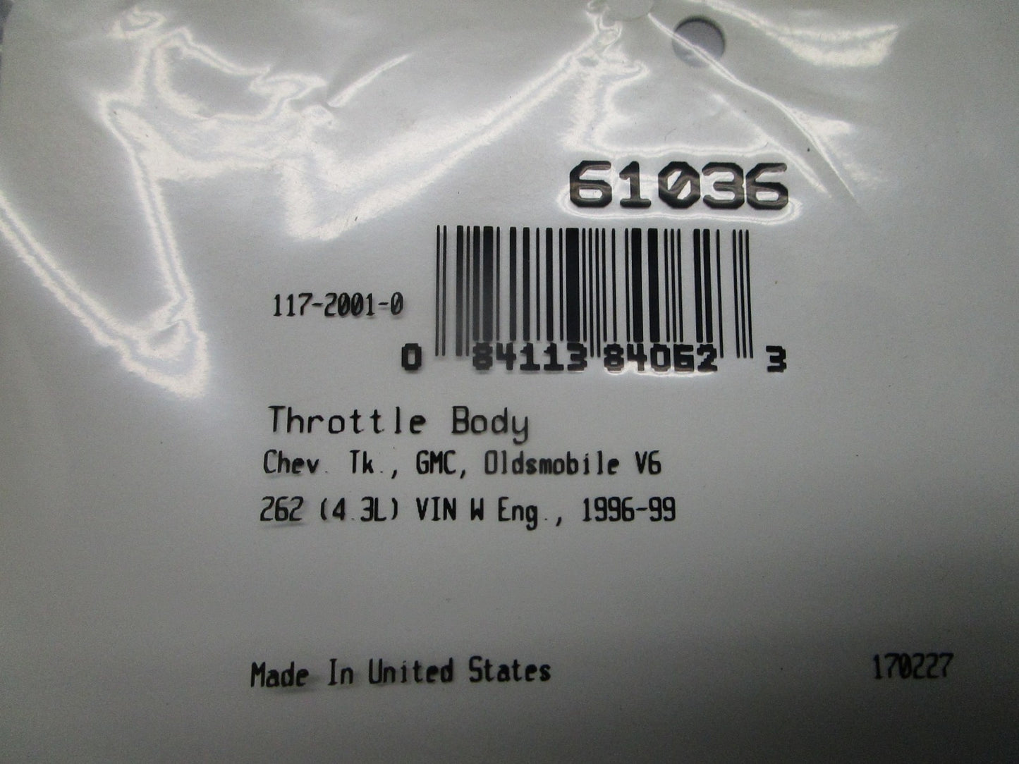 *NEW* 0810 Fel-Pro Throttle Body Gasket 61036