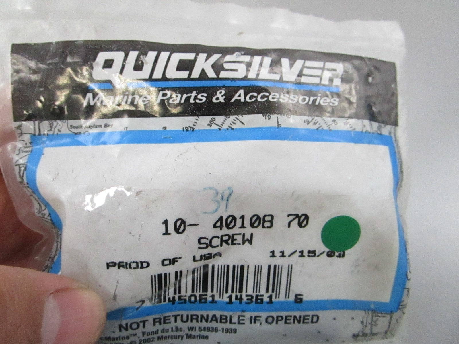 NEW OEM 10-40108 70 Mercury Quicksilver Screw 0810