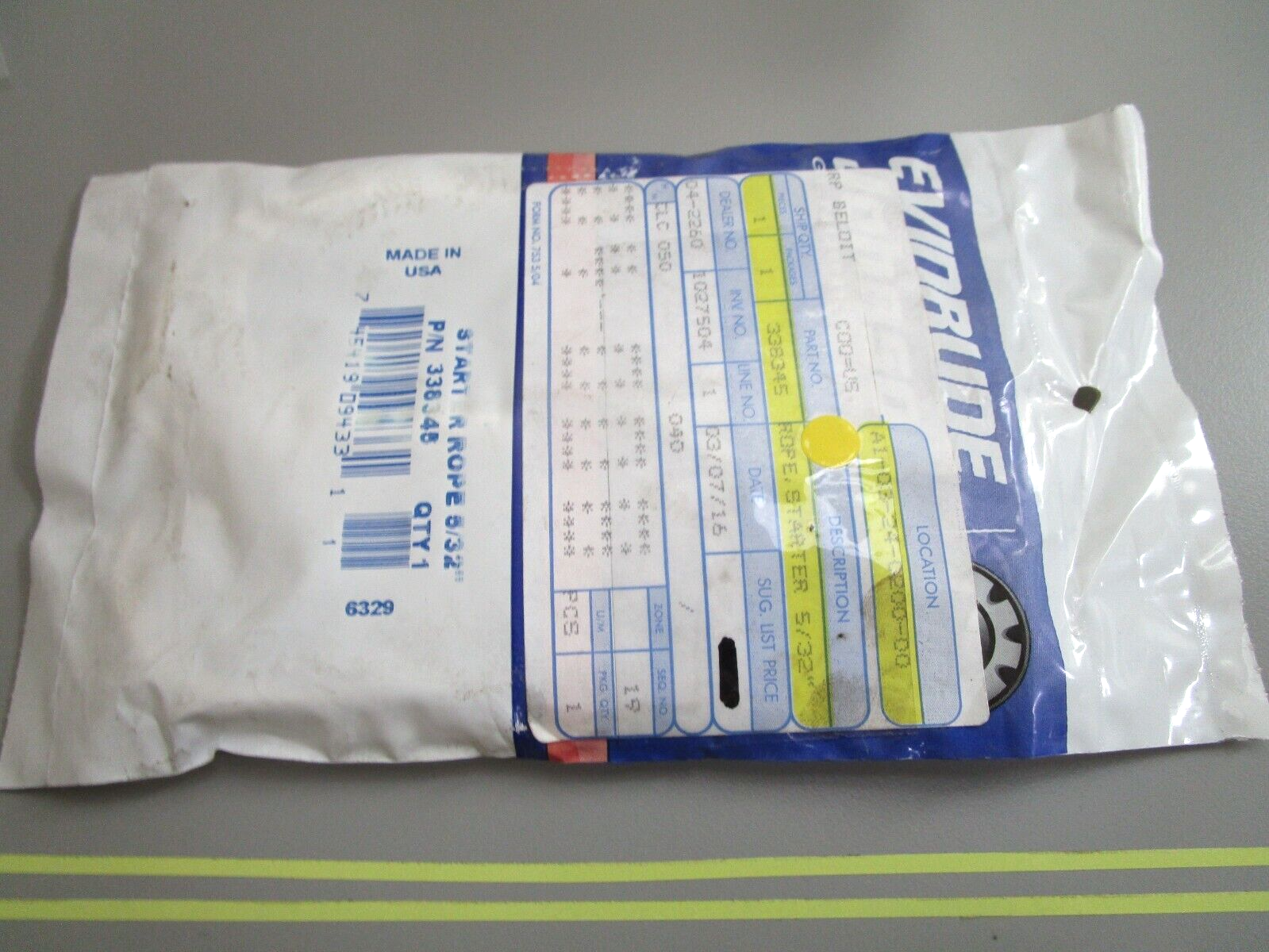 *NEW OEM* 0810 OMC Johnson Evinrude 5/32" Starter Rope 338345 0338345