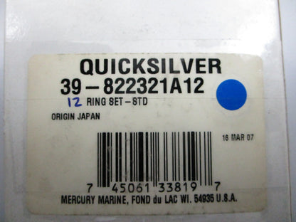 *NEW OEM* 0810 Mercury Quicksilver 12 Piston Ring Set 39-822321A12