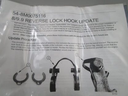 *NEW OEM* 0810 Mercury Quicksilver Reverse Clip Set 54-8M0075116