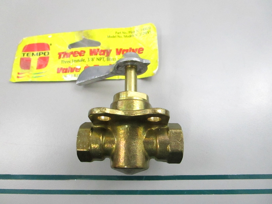Tempo NEW Three Way Valve 3/8" NPT Brass Detent 140070 312WV3 NOS 0810