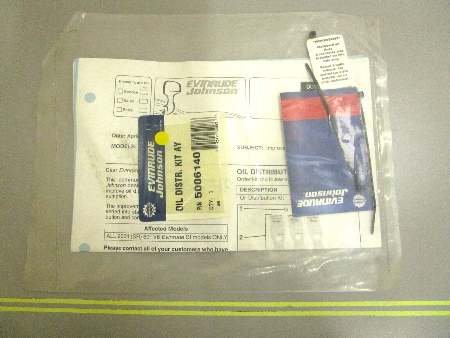 *NEW OEM* 0750 OMC Johnson Evinruide OIL DISTR. KIT AY 5006140