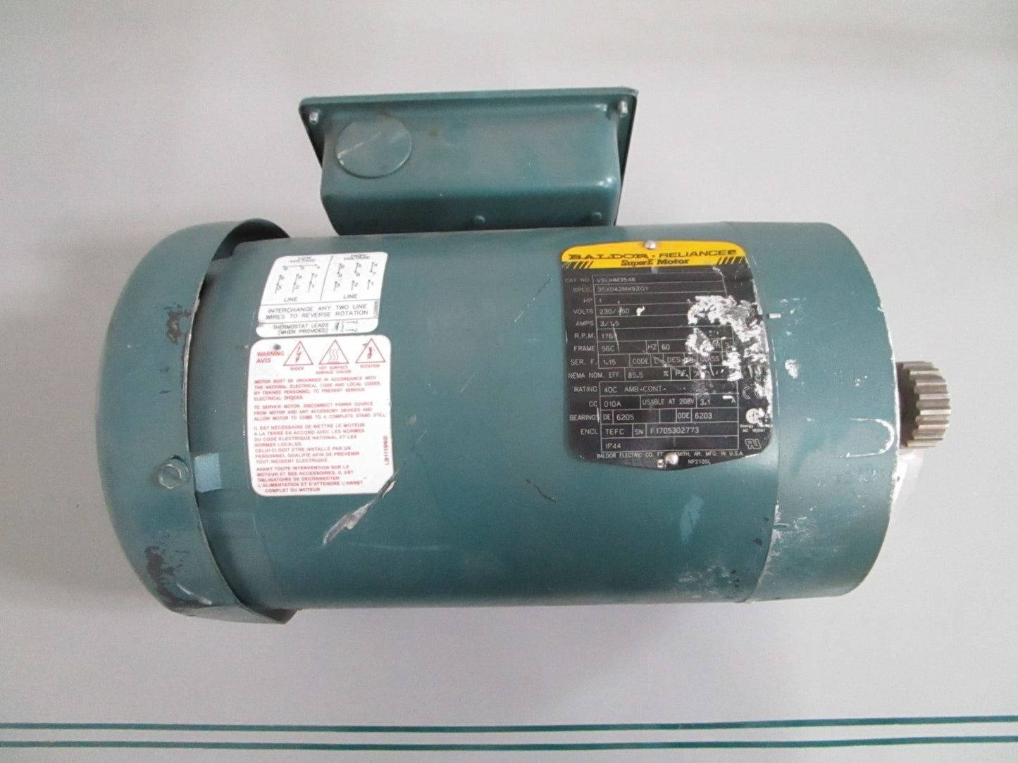 Baldor Super-E VEUHM3546 1HP 1760RPM 3PH 460V TEFC 56C Motor NOS NEW OEM 0820