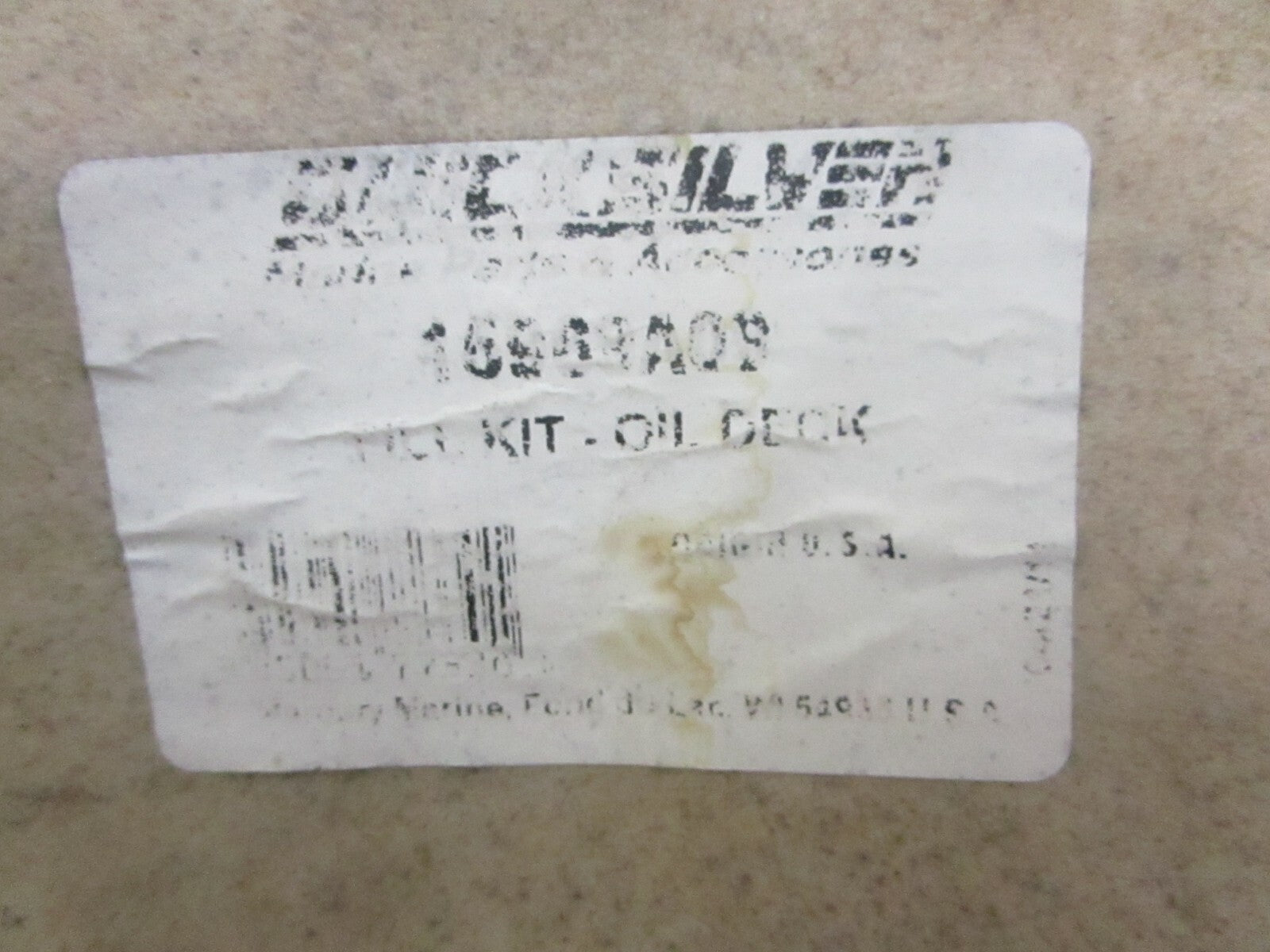 *NEW OEM* 0820 Mercury Quicksilver Oil Deck Fill Kit 15969A09