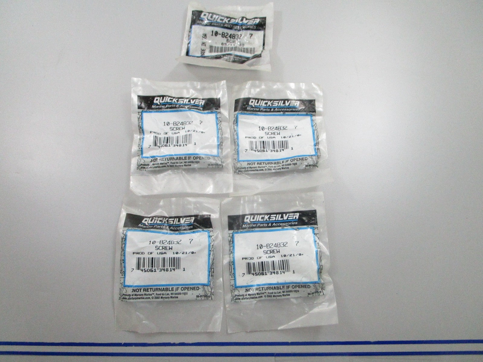 *NEW OEM* (LOT OF 5) 0810 Mercury Quicksilver Screw 10-8248327