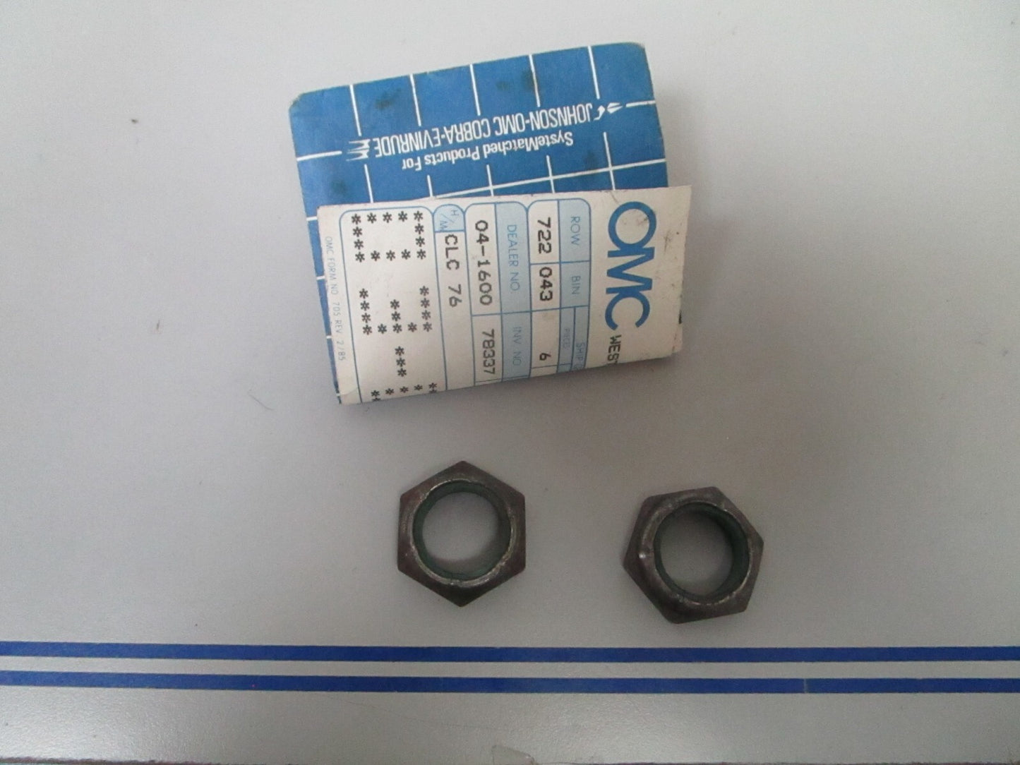 *NEW OEM* (LOT OF 2) 0810 OMC Johnson Evinrude Lock Nut 907866 0907866