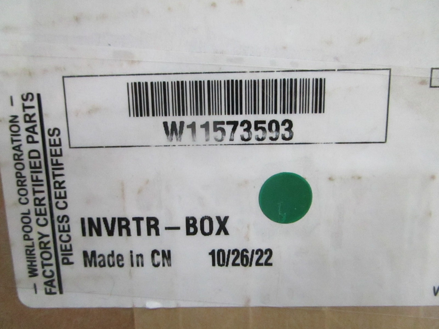 Whirlpool W11573593 NEW OEM Refrigerator Inverter Box Assembly NOS Genuine 0820