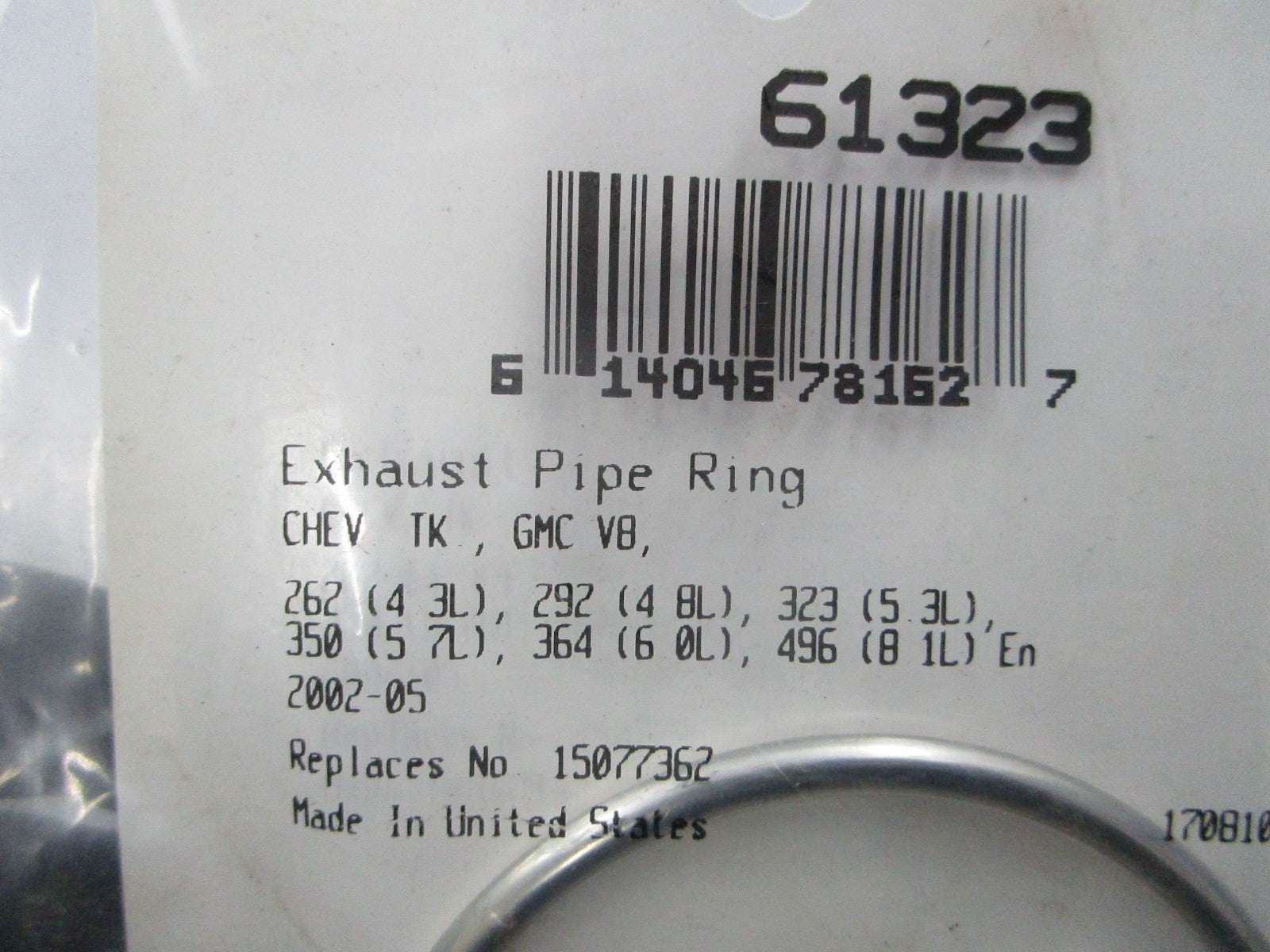 *NEW* 0810 Fel-Pro Exhaust Pipe Ring 61323