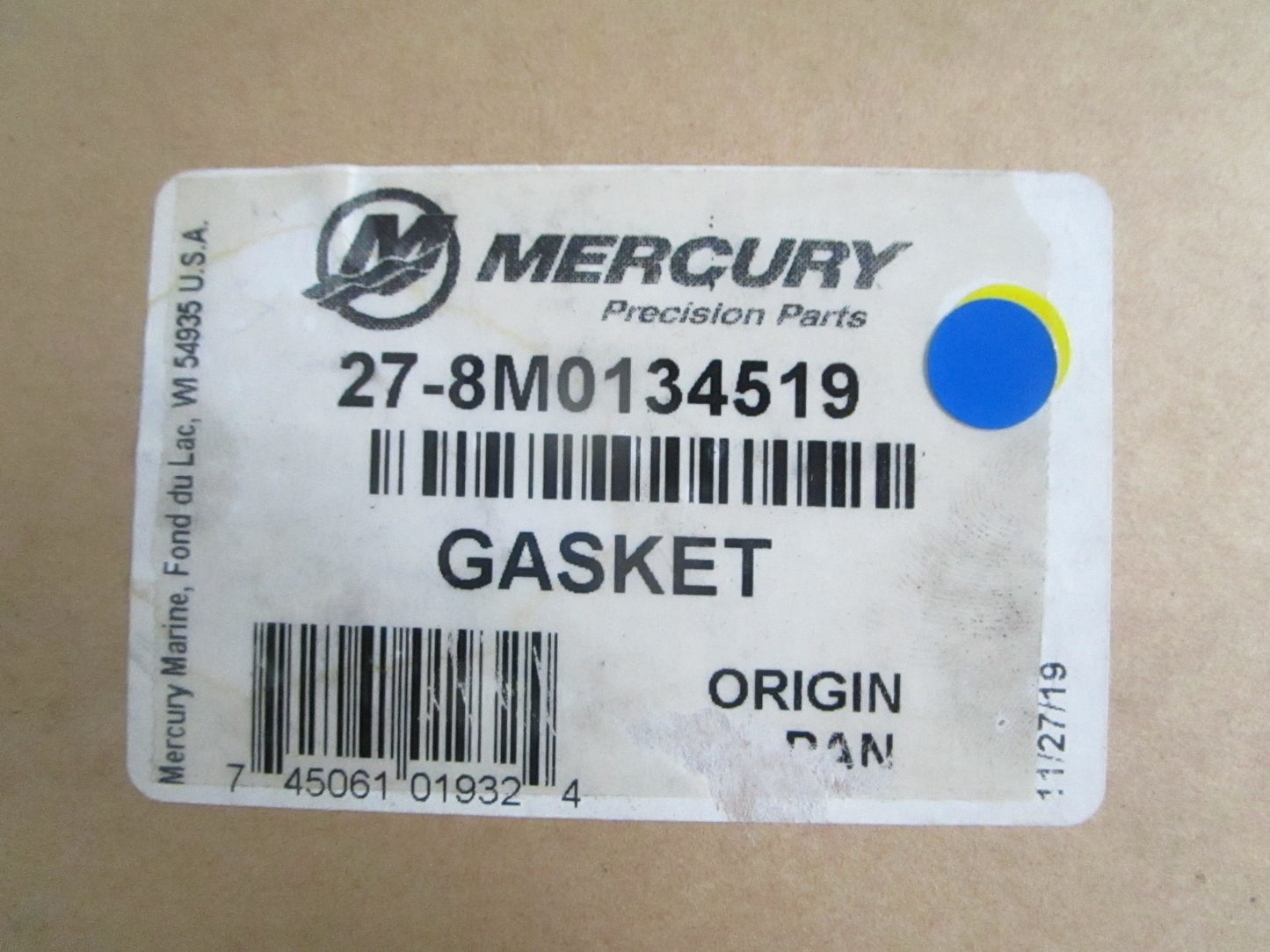 *NEW OEM* 0820 Mercury Quicksilver Gasket 27-8M0134519