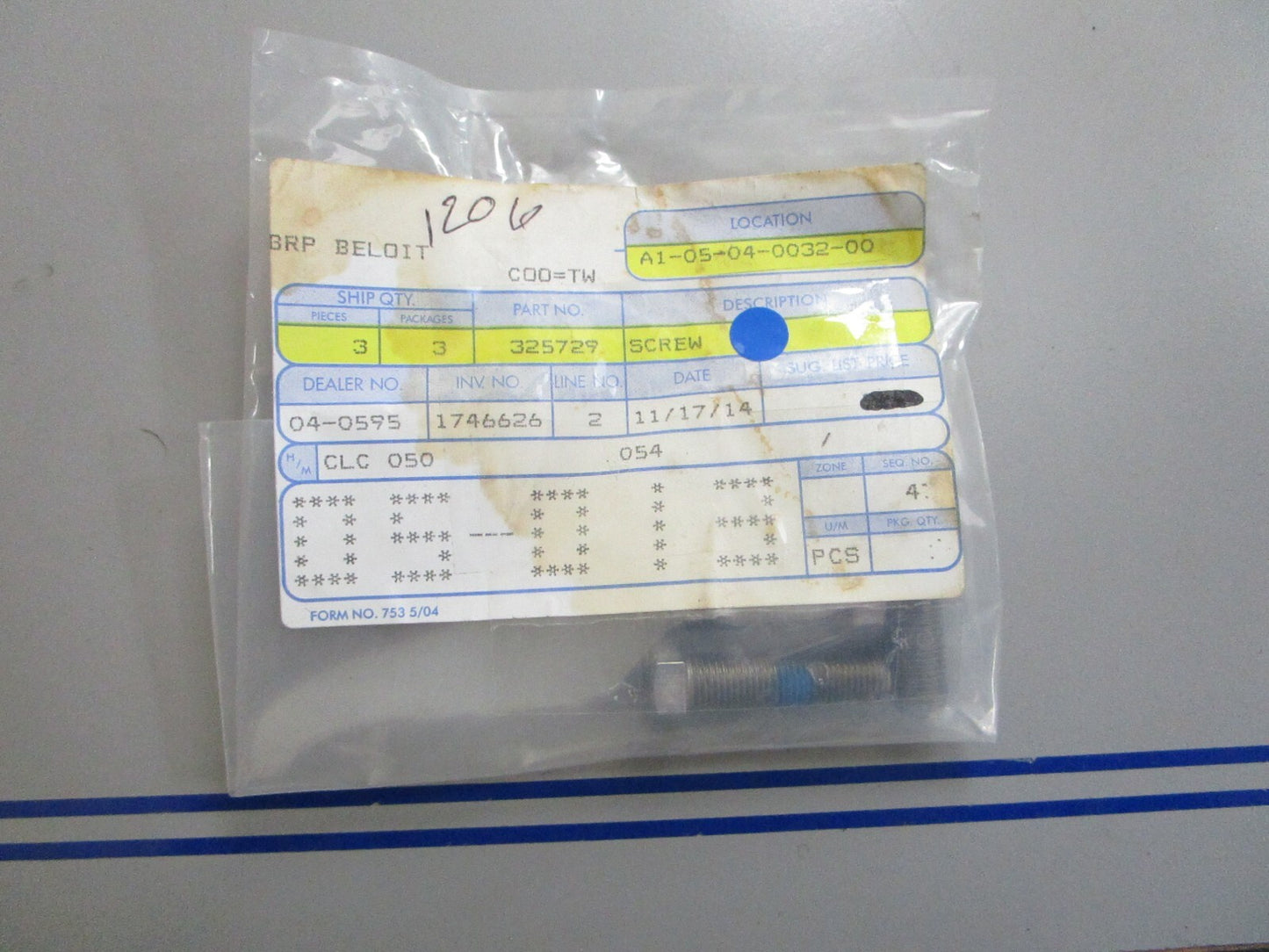 *NEW OEM* (LOT OF 3) 0810 OMC Johnson Evinrude Screw 325729 0325729