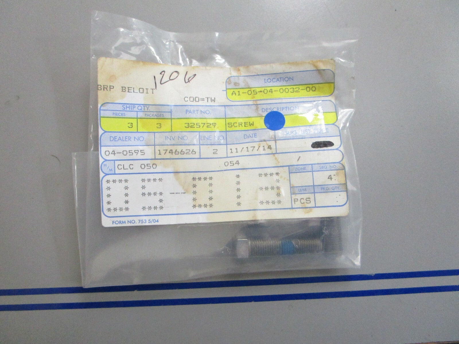 *NEW OEM* (LOT OF 3) 0810 OMC Johnson Evinrude Screw 325729 0325729