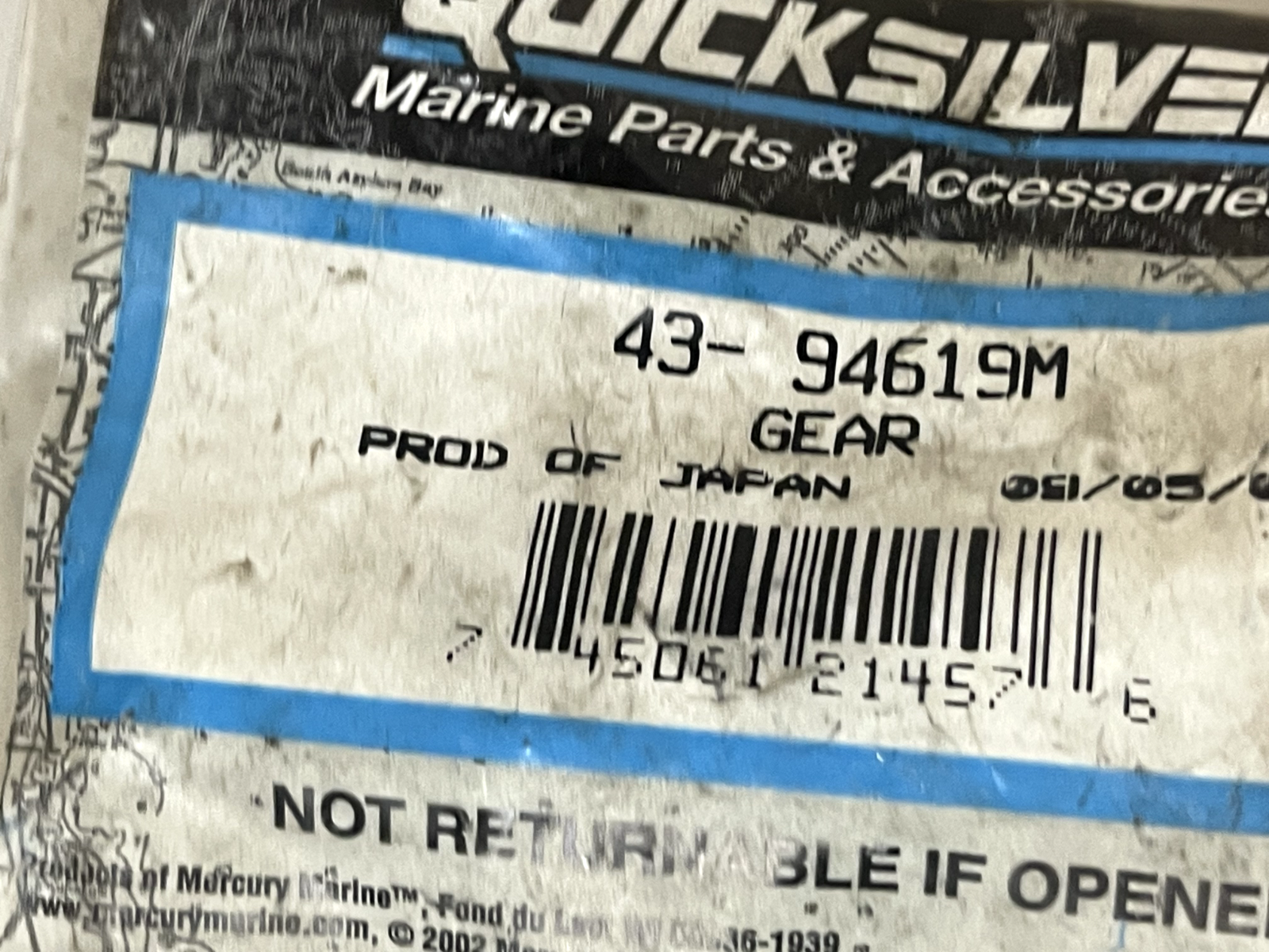 *NEW OEM* 0670 Mercury Quicksilver Gear 43-94619M 43 94619M