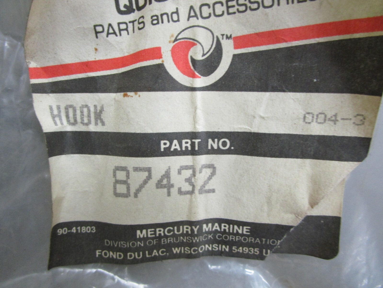 *NEW OEM* 0820 Mercury Quicksilver Hook 87432