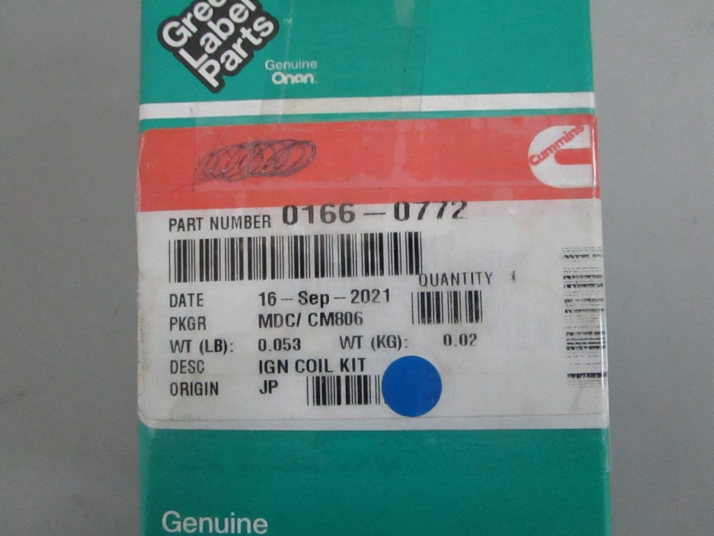 *NEW OEM* 0820 Onan Cummins Ignition Coil Kit 0166-0772