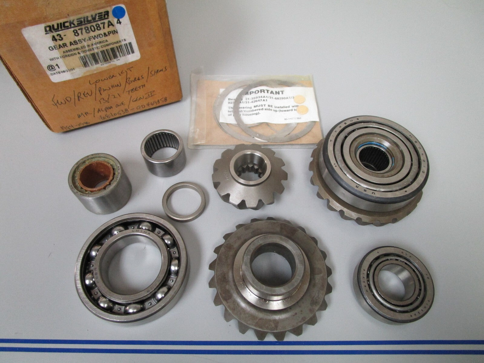 *NEW OEM* 0720 Mercury Quicksilver Forward Gear & Pinion Set 43-878087A4