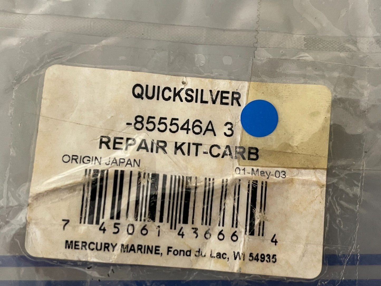 *NEW OEM* 0810 Mercury Quicksilver Carburetor Repair Kit 855546A 3