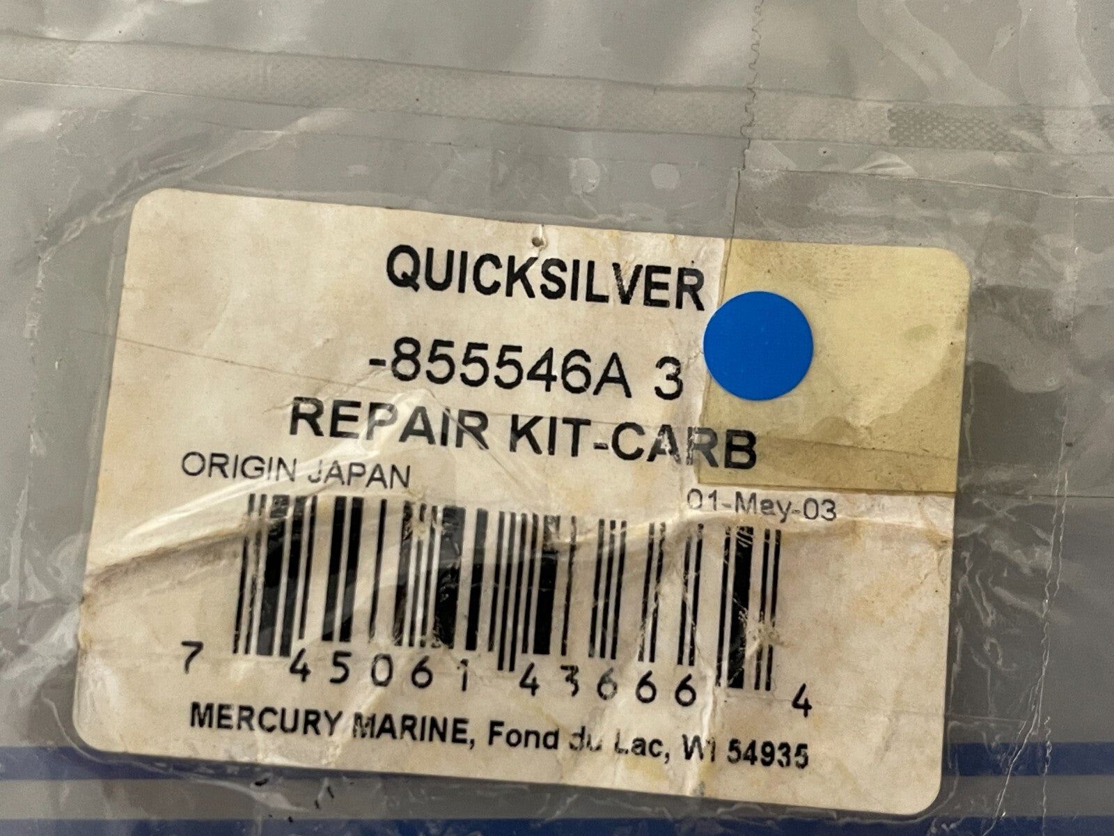 *NEW OEM* 0810 Mercury Quicksilver Carburetor Repair Kit 855546A 3