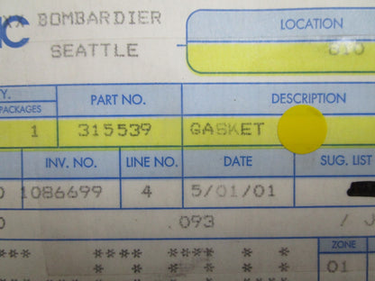 *NEW OEM* 0810 OMC Johnson Evinrude Gasket 315539 0315539