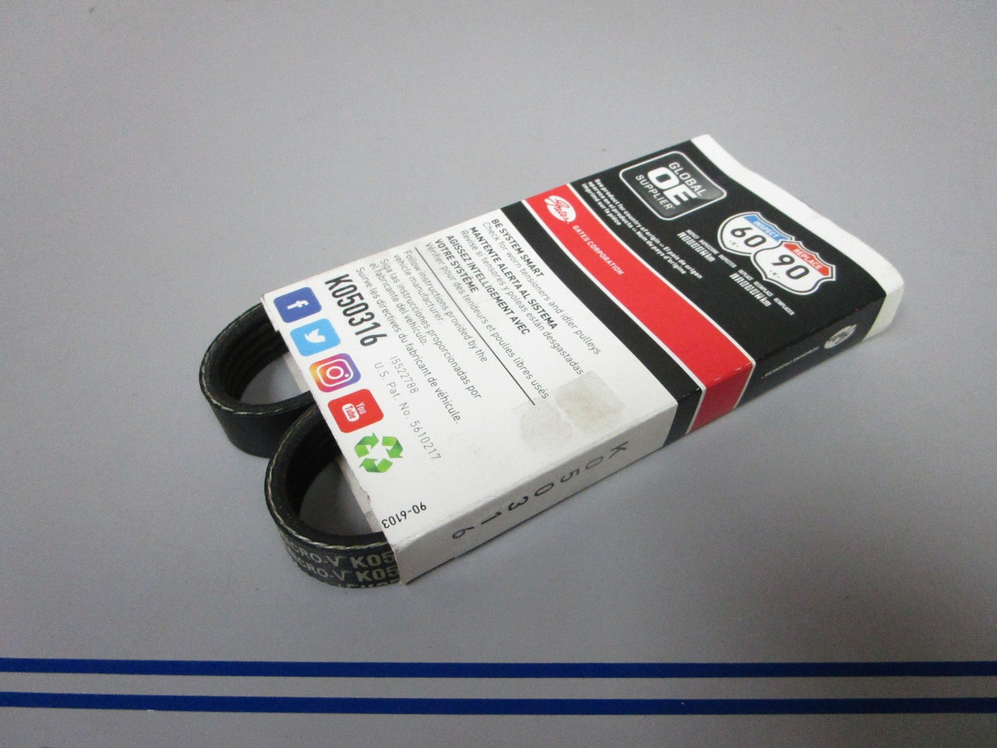 NEW K050316 Gates Micro-V 21/32" x 32 ¼" Serpentine Belt 0720