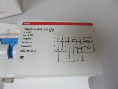 *NEW* 0720 ABB Block DDA802A-63/0.03AP-R