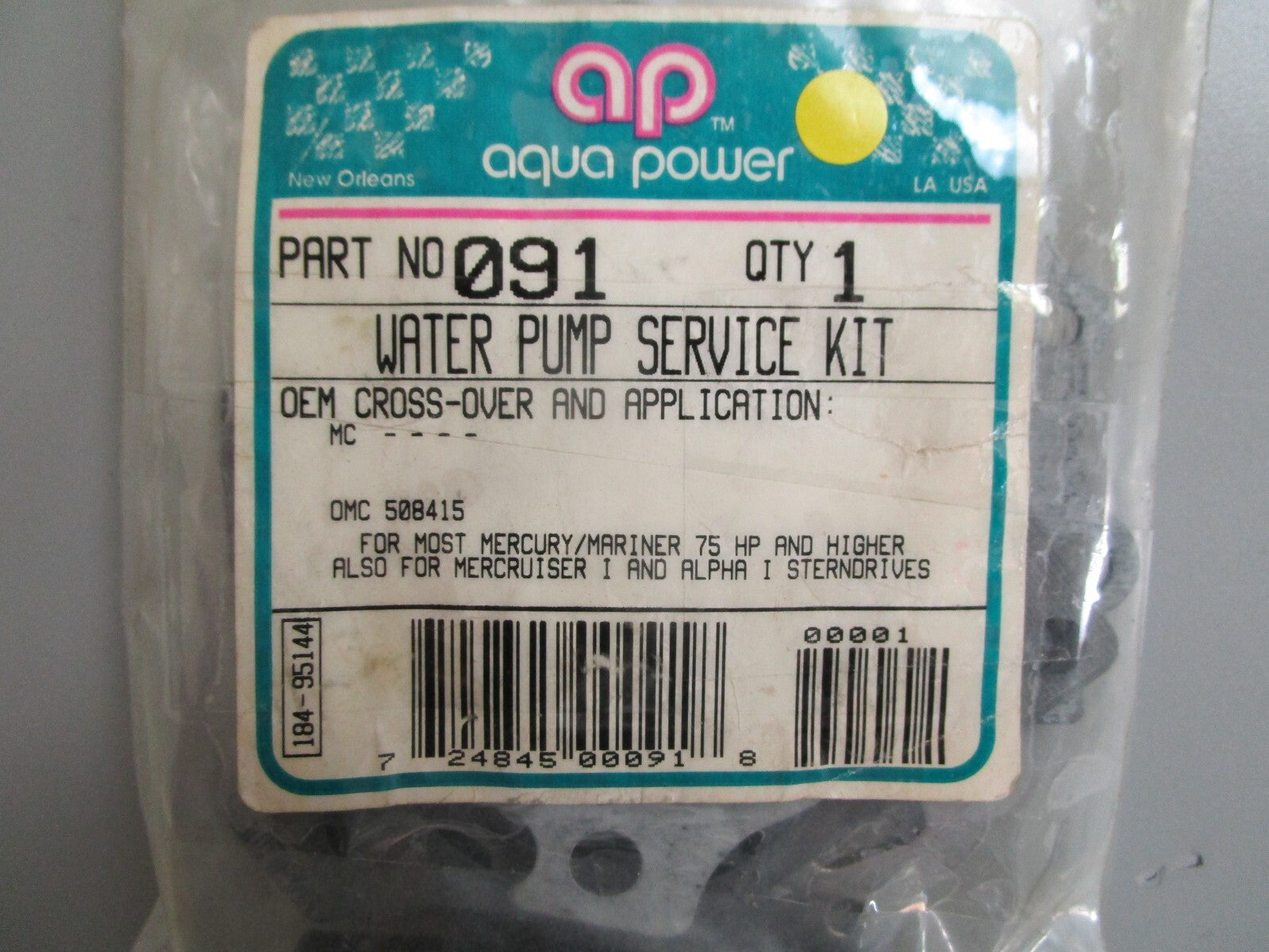 *NEW* 0810 Aqua Power Water Pump Service Kit 091 Replaces: OMC 508415 0508415