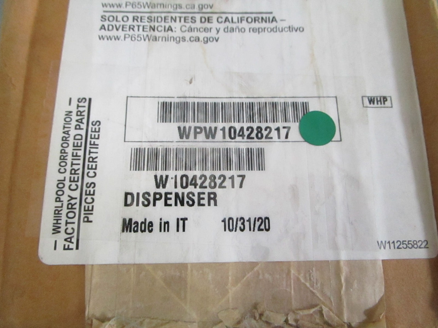 Whirlpool WPW10428217 NEW OEM Dishwasher Detergent Dispenser Assembly NOS 0820