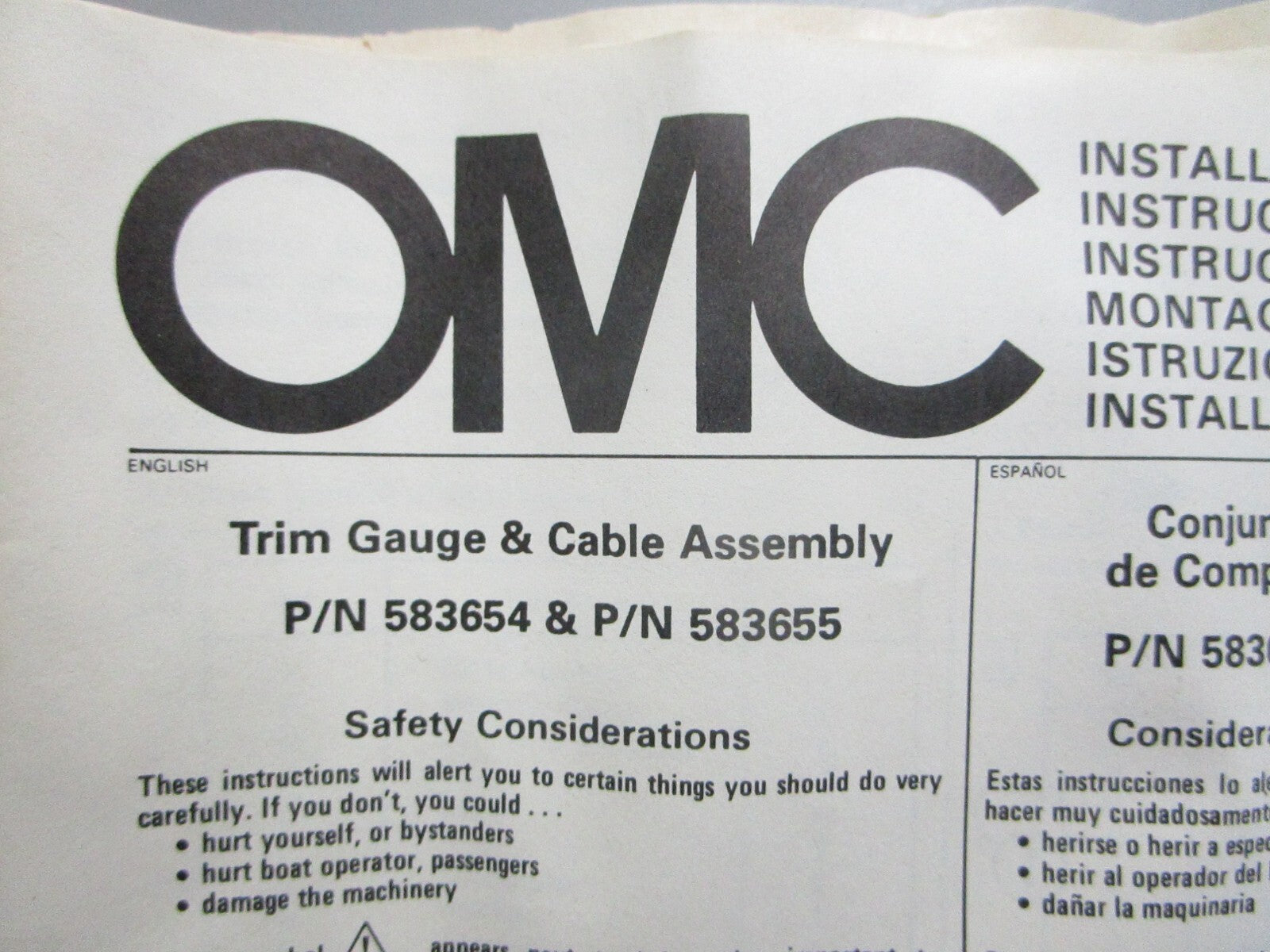 *NEW OEM* 0820 OMC Johnson Evinrude Cable Only 583654 0583654