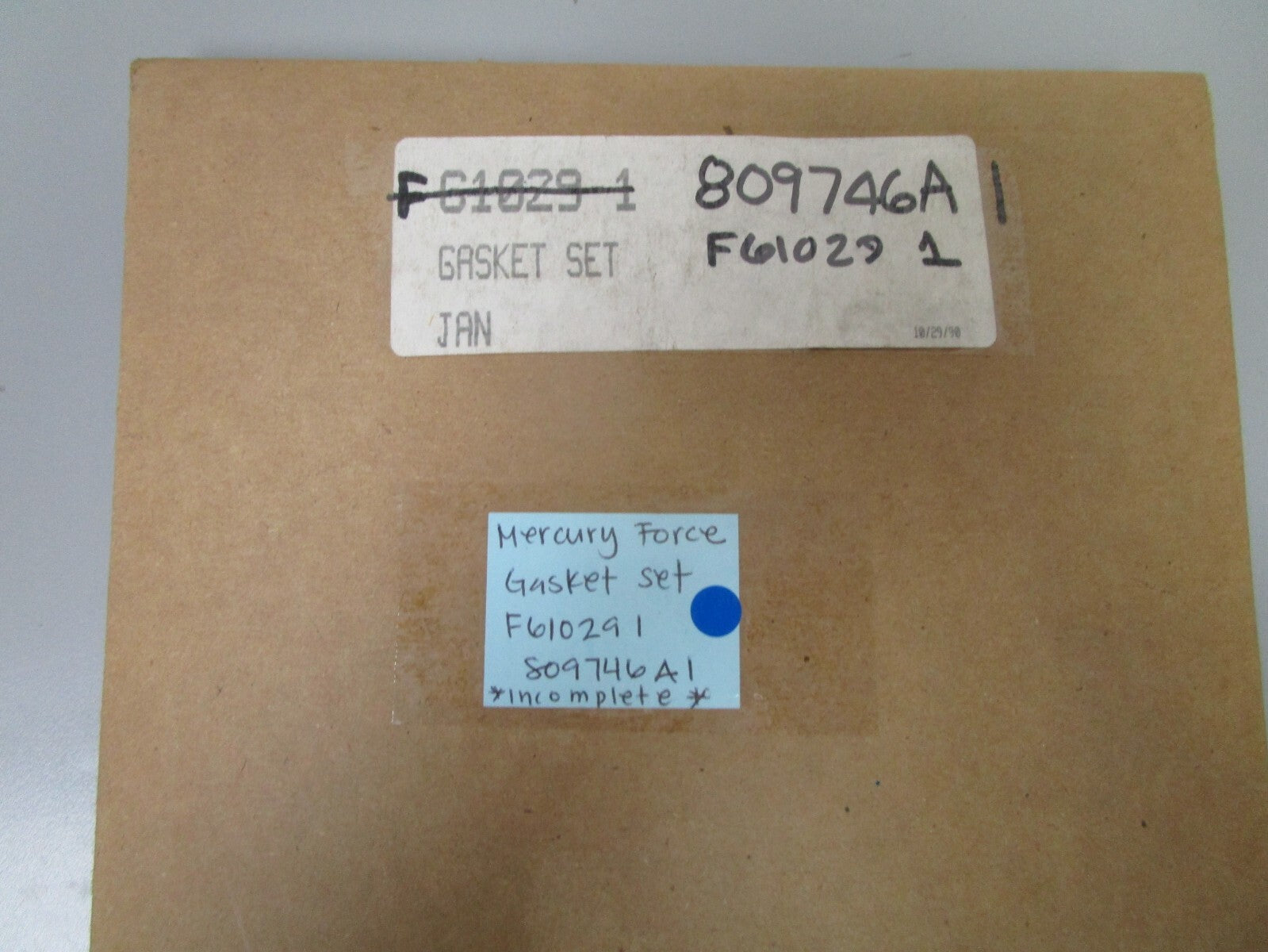 *NEW OEM* 0720 Mercury Quicksilver Force Gasket Set F610291 809746A1