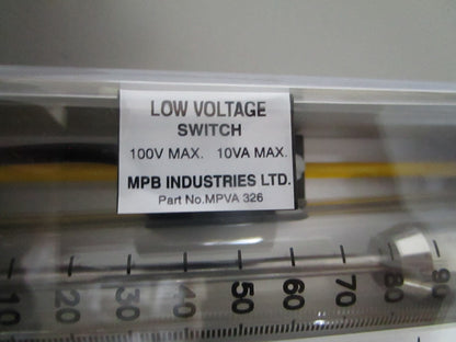 MPB Industries Series 1750 Variable Area Flowmeter Glass Tube NEW OEM 0820