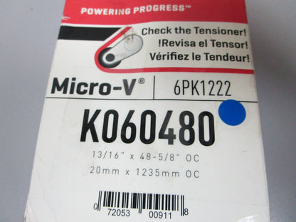 NEW K060480 Gates Micro-V 13/16" x  48 ⅝" Serpentine Belt 0720