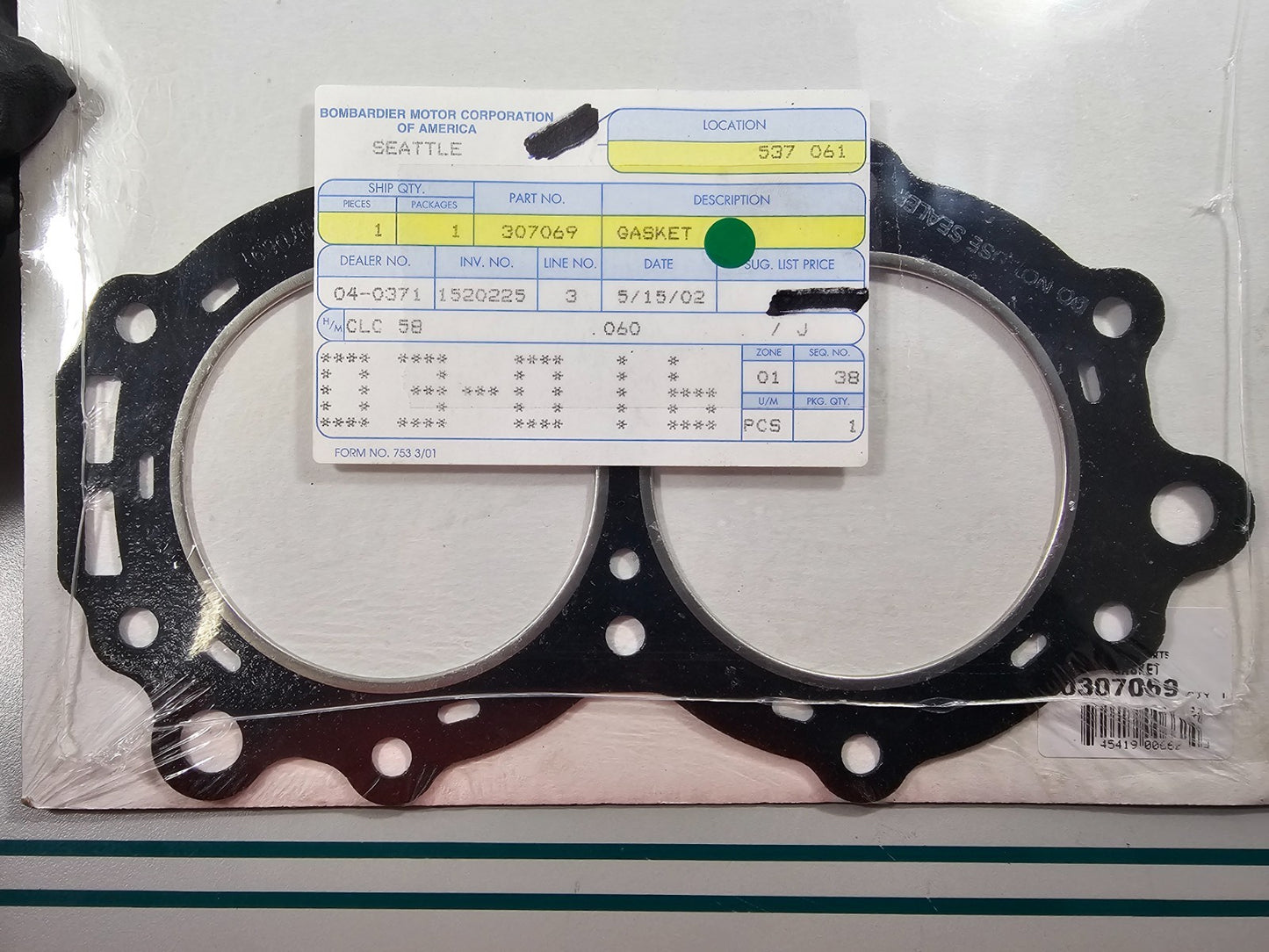 NEW OEM 307069 0307069 OMC Johnson Evinrude Gasket 0810