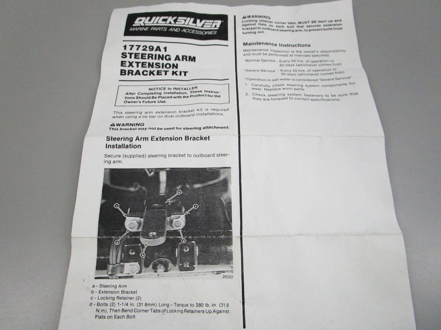NEW OEM 17729A 1 Mercury Quicksilver Bracket Kit 0810