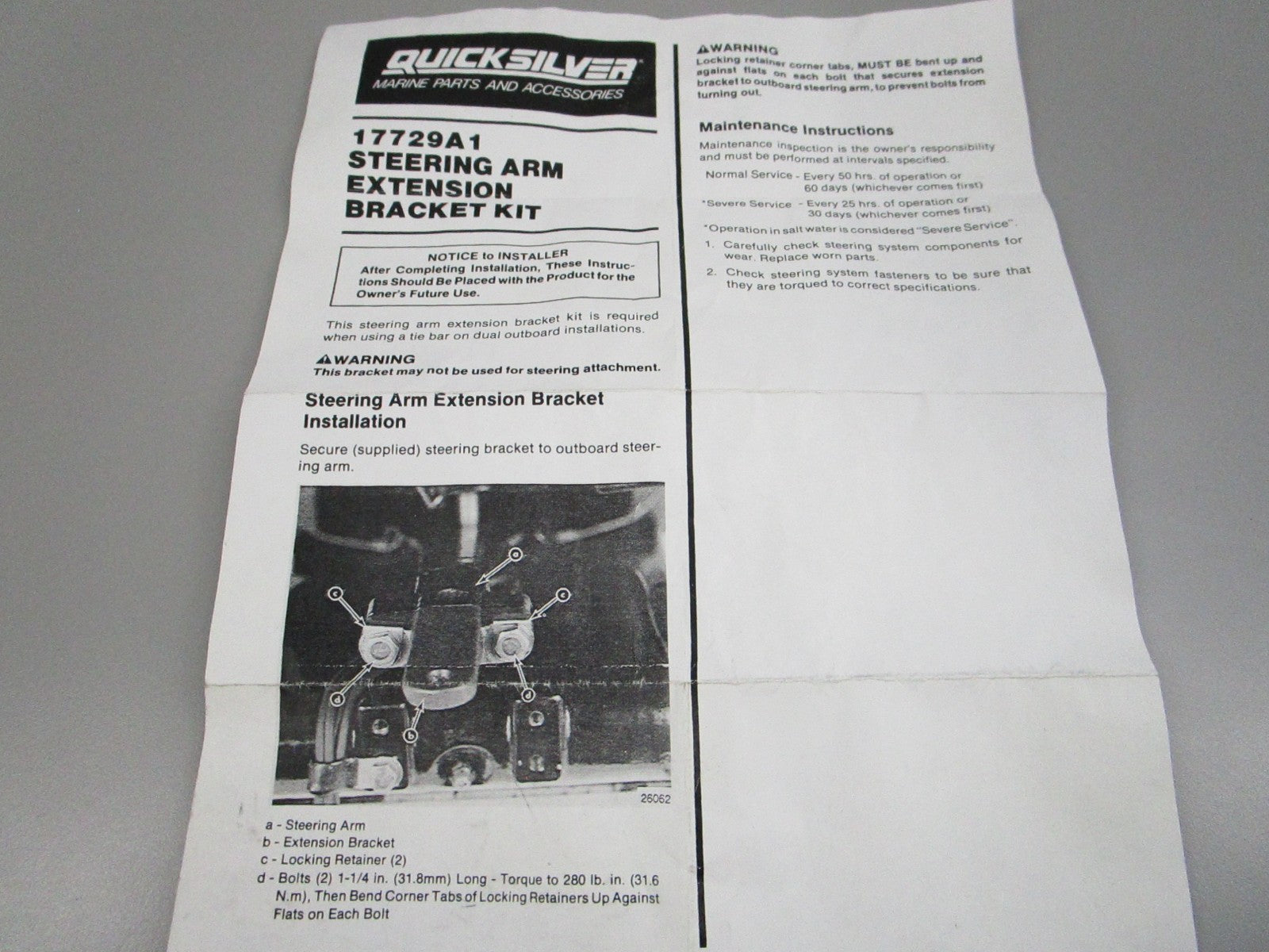 NEW OEM 17729A 1 Mercury Quicksilver Bracket Kit 0810
