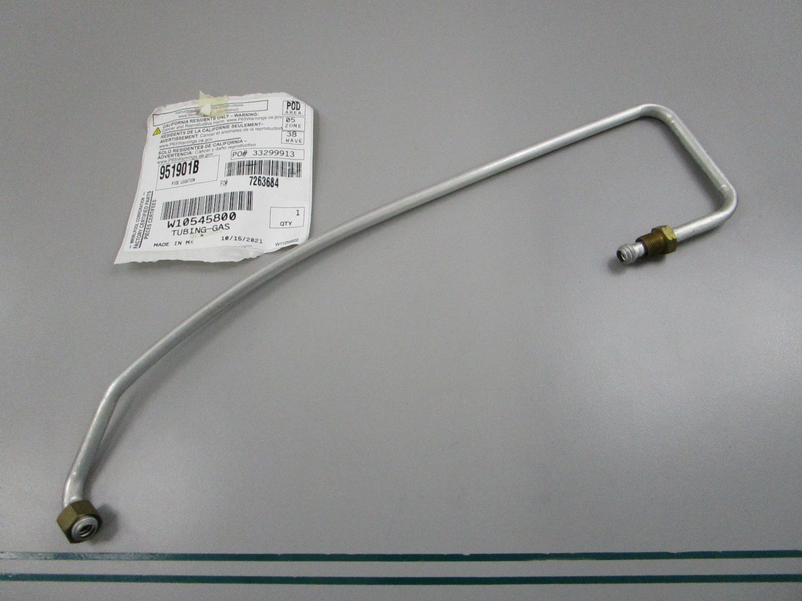 NEW OEM W10545800 Whirlpool Gas Tubing 0810