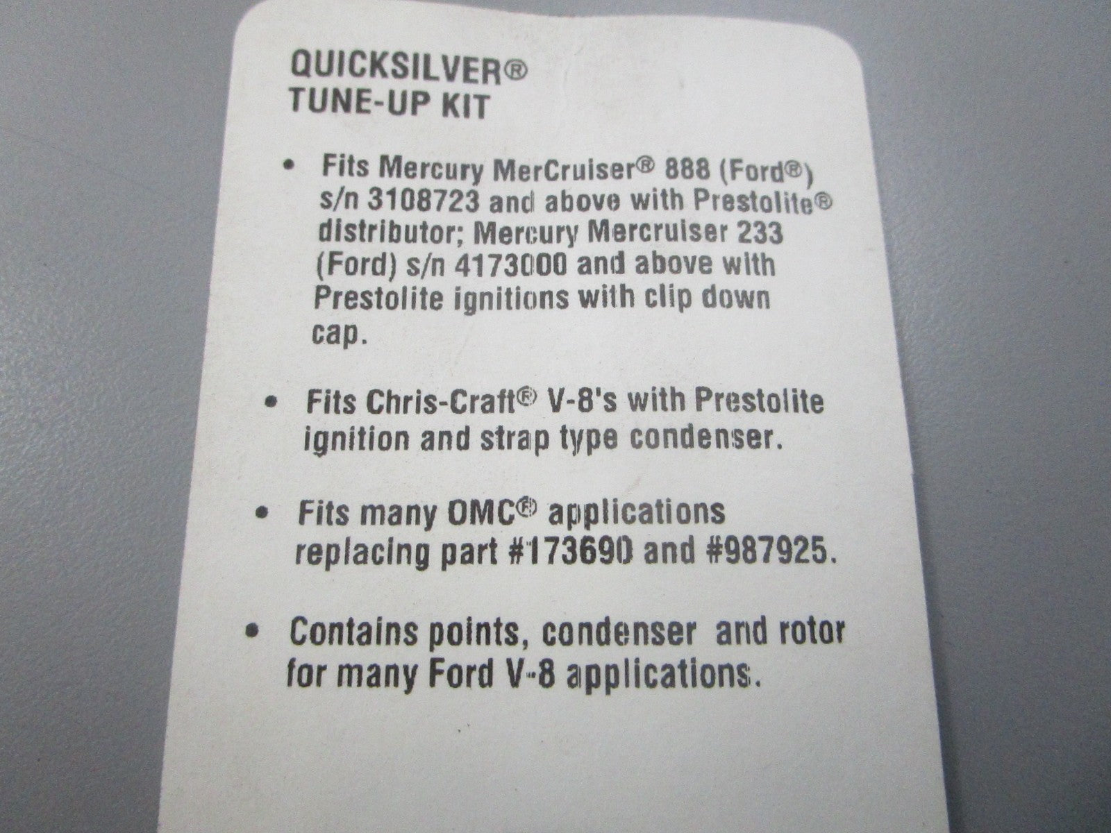 NEW OEM 392-6325Q1 Mercury Quicksilver Tune-Up Kit 0810