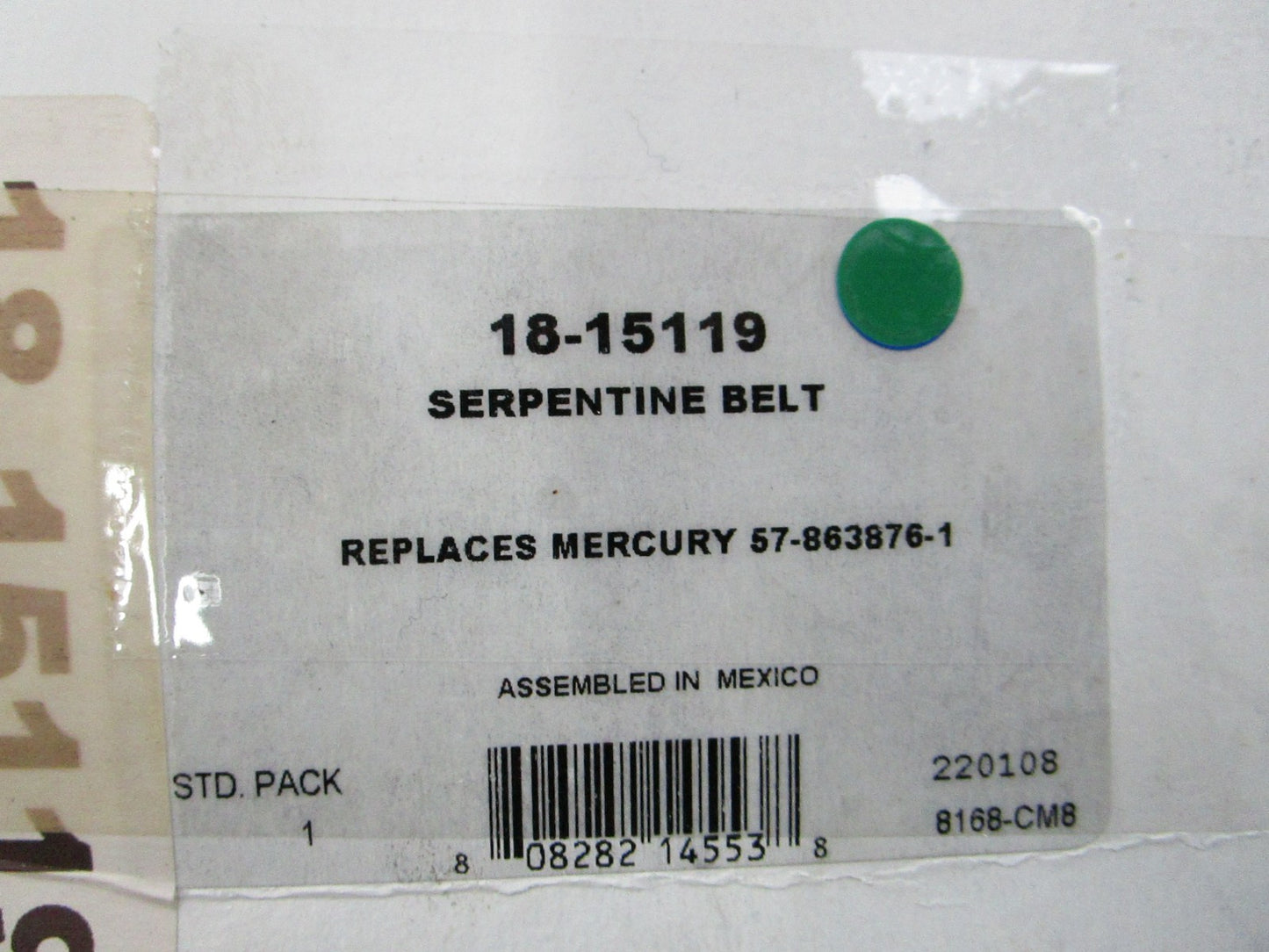 NEW 18-15119 Replaces: Mercury 57-863876-1 Sierra Serpentine Belt 0810