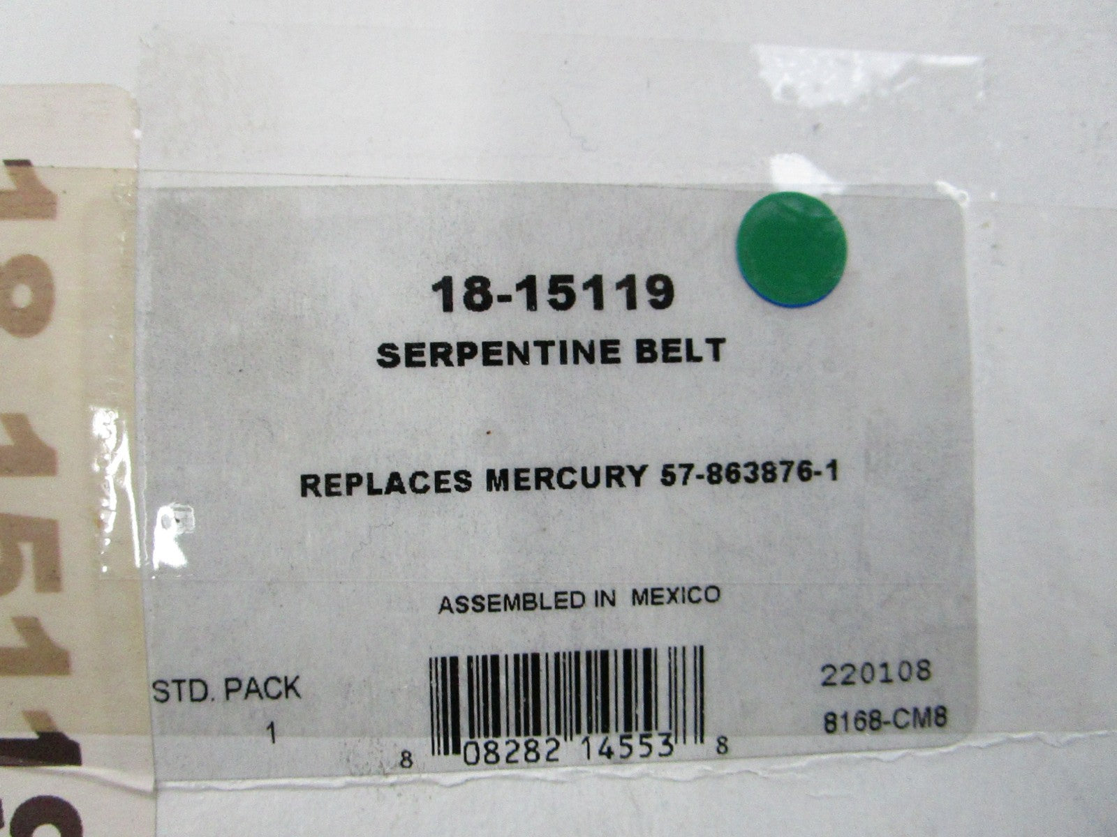 NEW 18-15119 Replaces: Mercury 57-863876-1 Sierra Serpentine Belt 0810