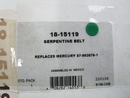 NEW 18-15119 Replaces: Mercury 57-863876-1 Sierra Serpentine Belt 0810
