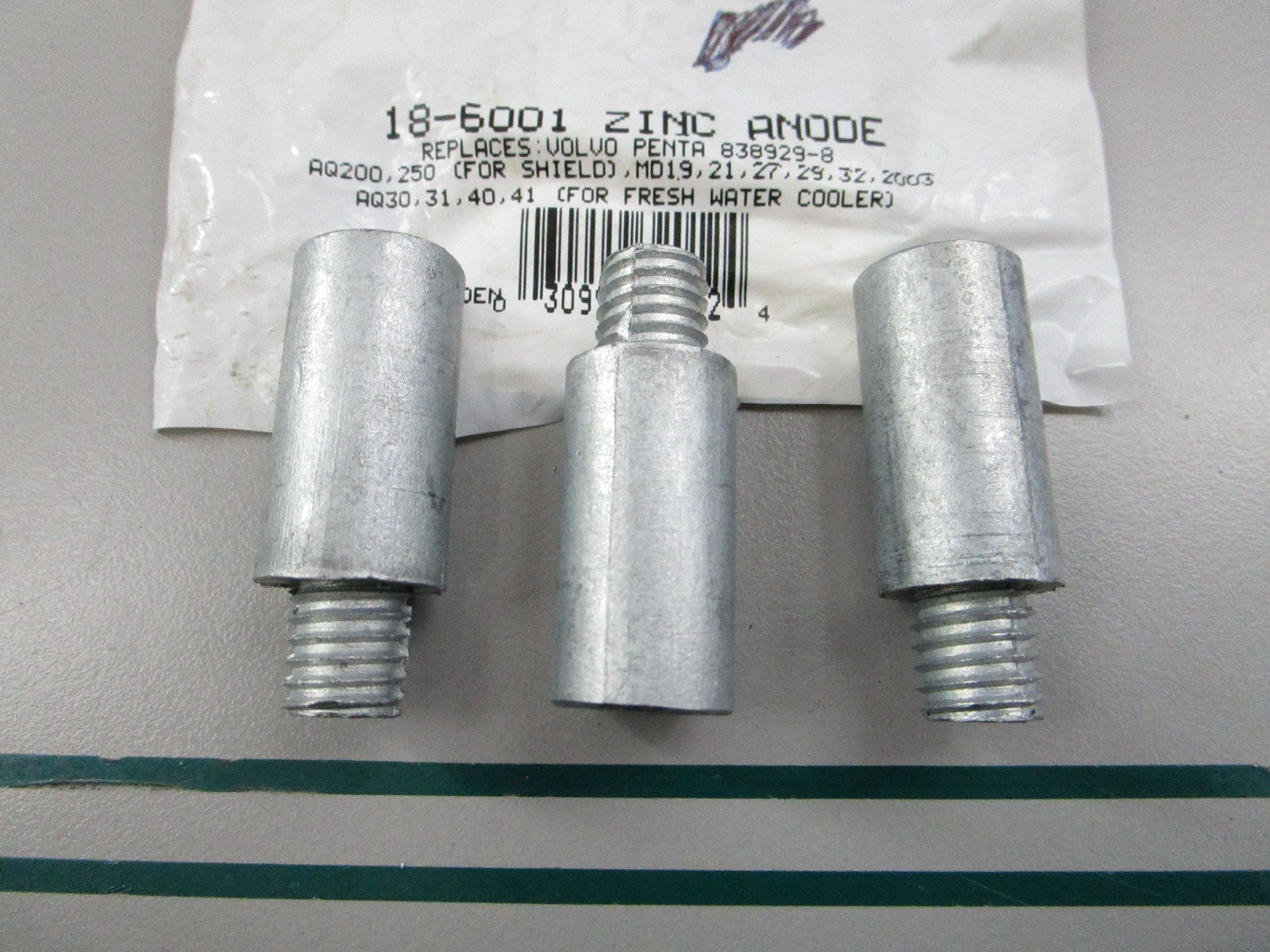 NEW (LOT OF 3) 18-6001 Replaces: Volvo 838929 Sierra Zinc Anode 0810